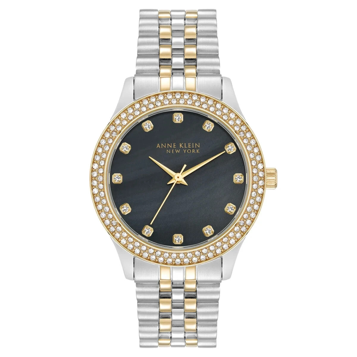 Anne Klein York Stainless Gold-Tone Watch Mother-of-Pearl Dial - 12/7743BMTT