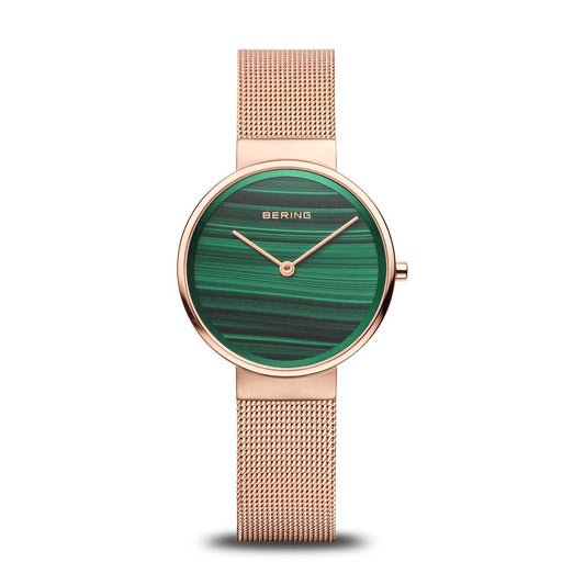Bering - Classic Gold Green Stainless Women's Quartz Watch - 14531-368
