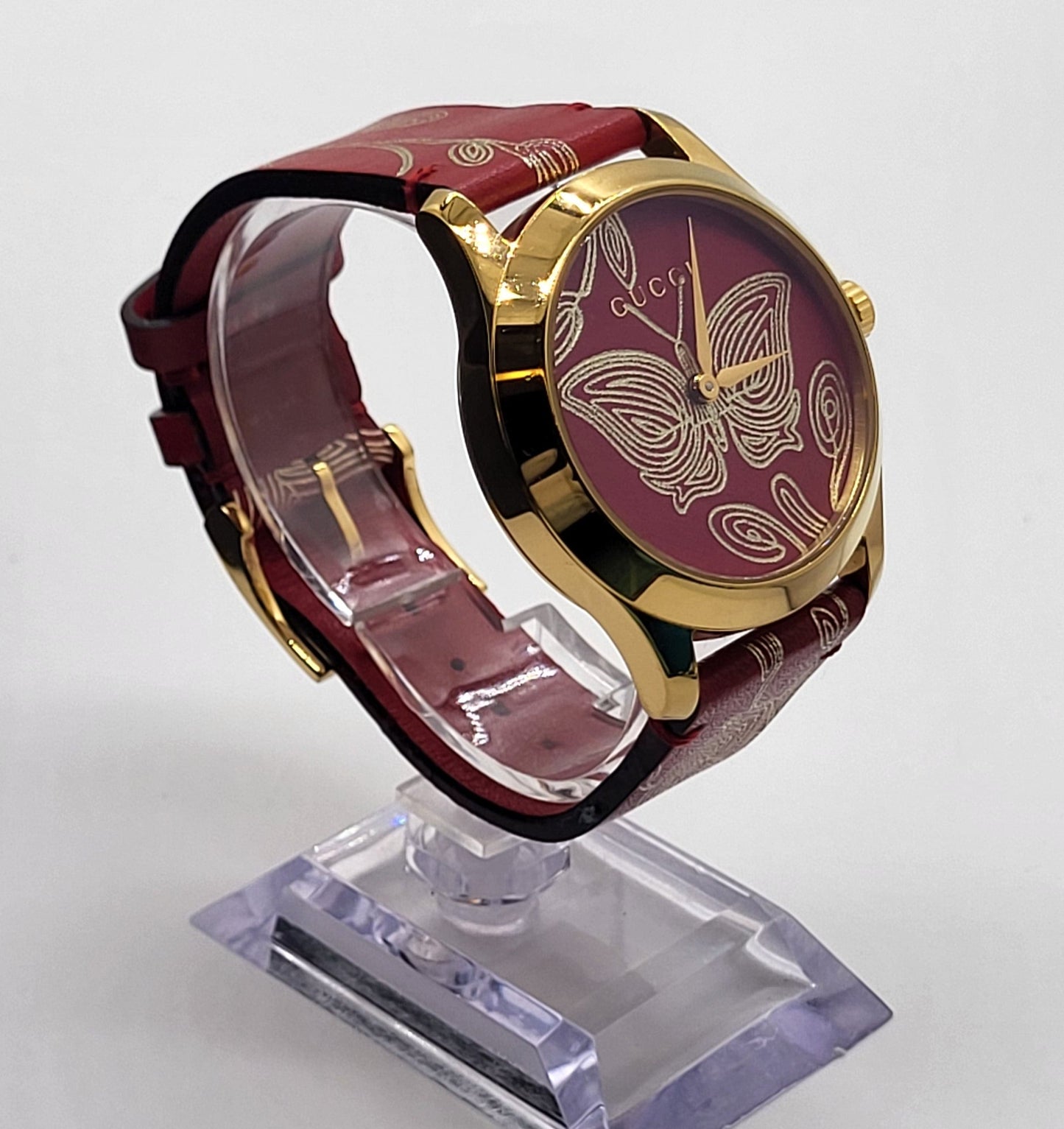 Gucci G-Timeless Red Butterfly Leather Strap Watch YA1264054
