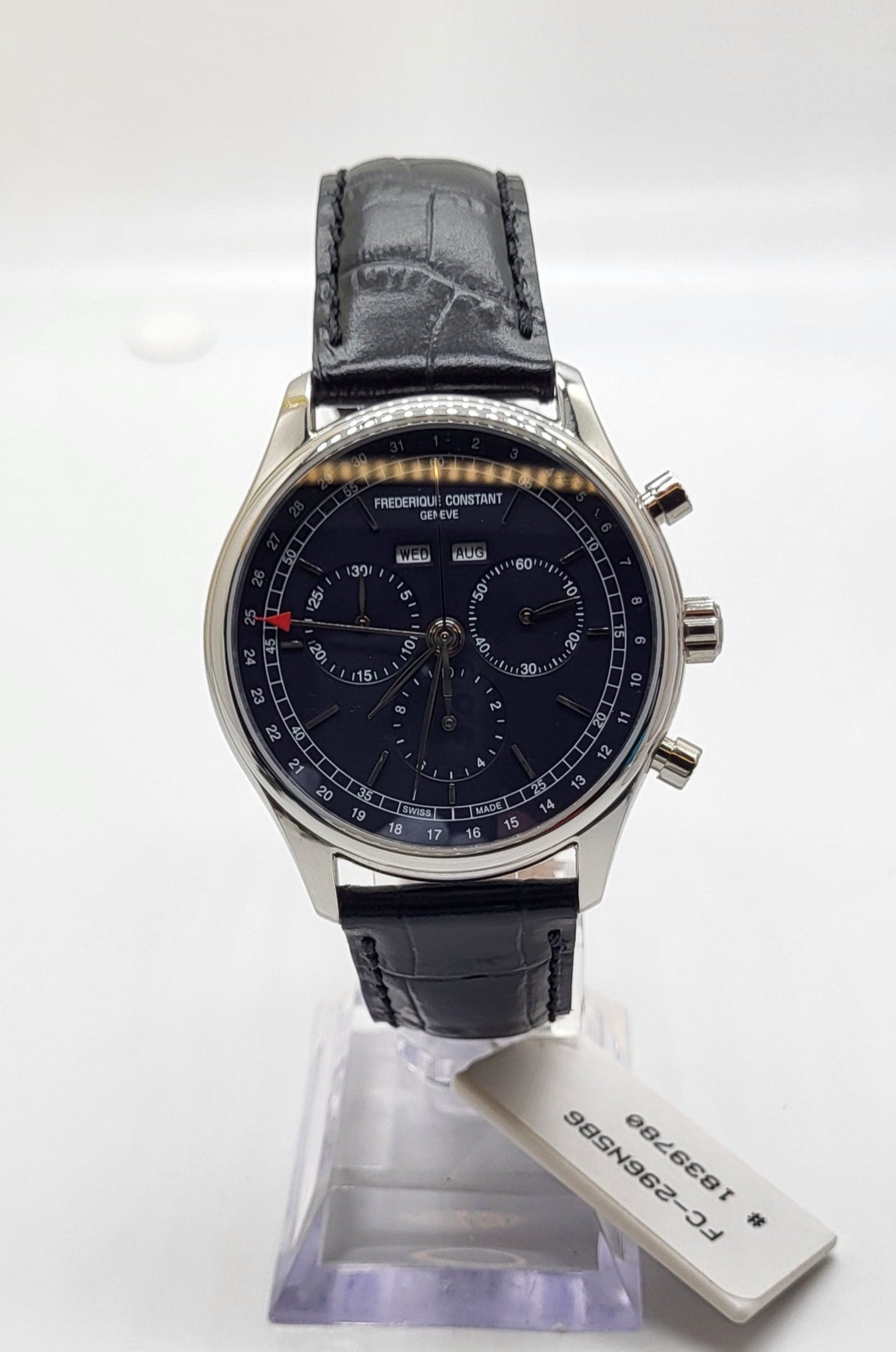 Frederique Constant - Stainless Black Leather Chrono Triple Calendar