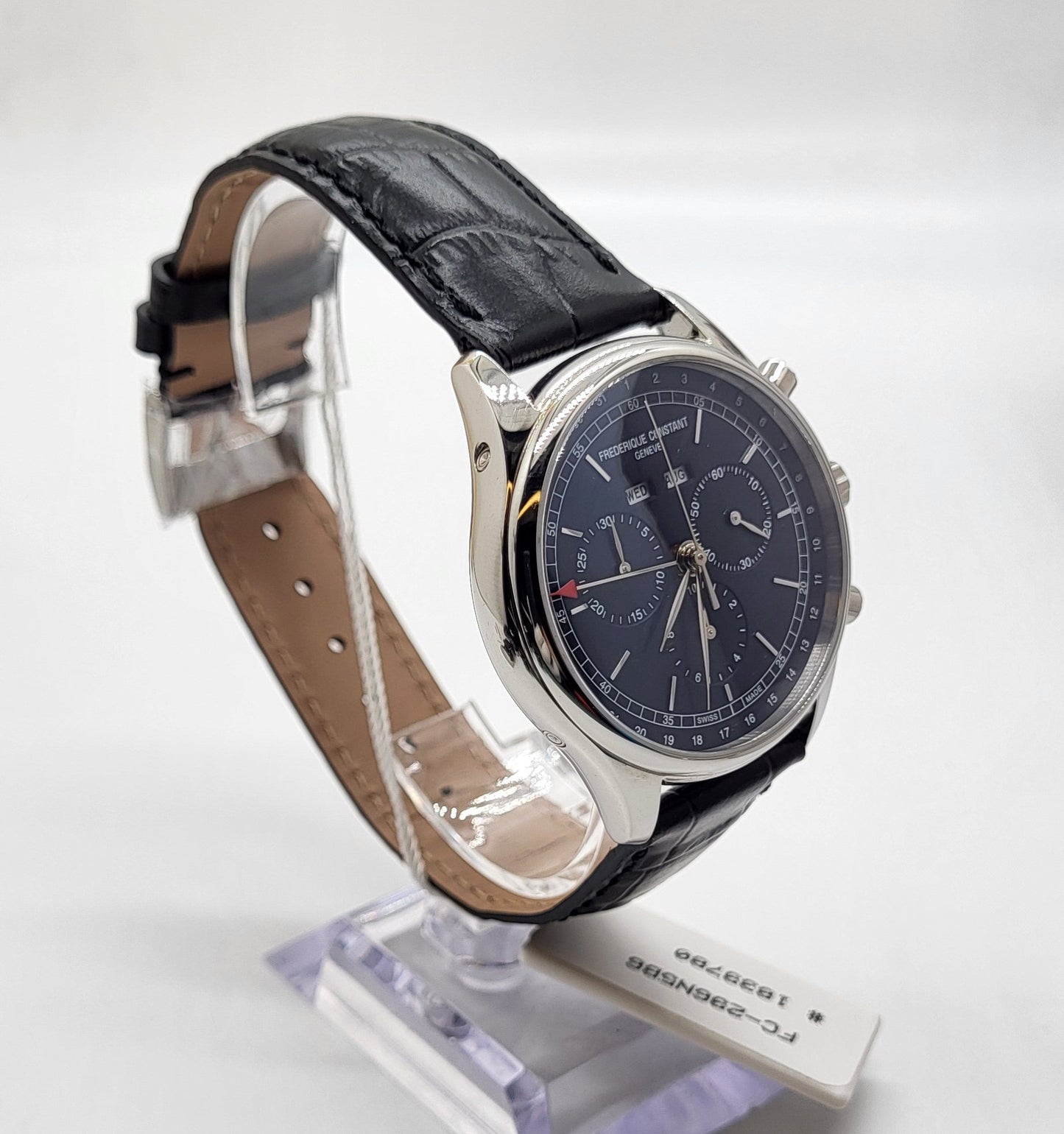 Frederique Constant - Stainless Black Leather Chrono Triple Calendar