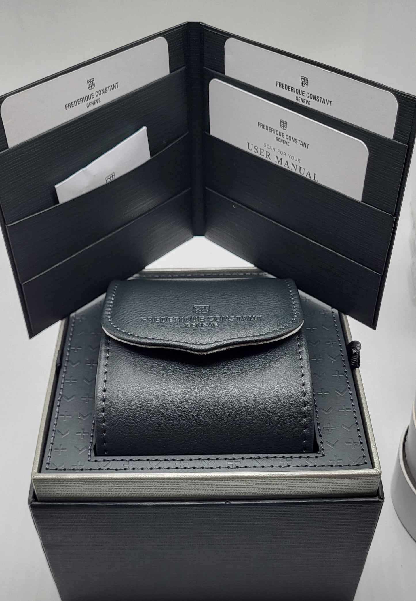 Frederique Constant - Stainless Black Leather Chrono Triple Calendar