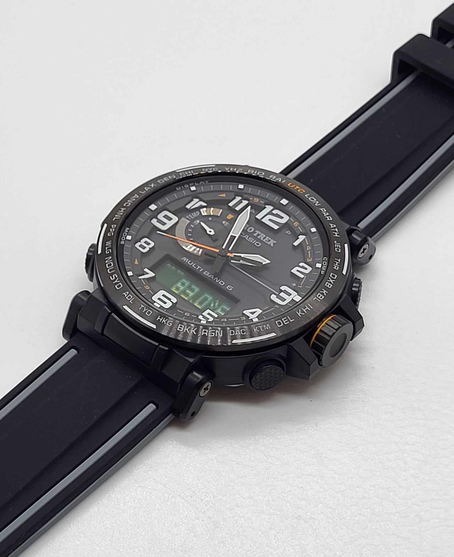 Casio - PROTREK, 51.5mm Black Stainless Steel Case Black Silicone Band Digital Quartz - PRW6600Y-1A9 (USED)