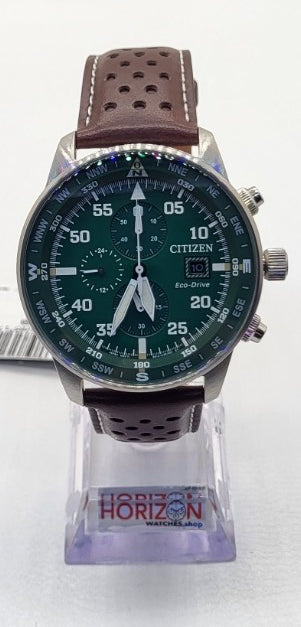 Citizen Eco-Drive 44mm Stainless Brown Leather Strap Men's Watch CA0699-08X
