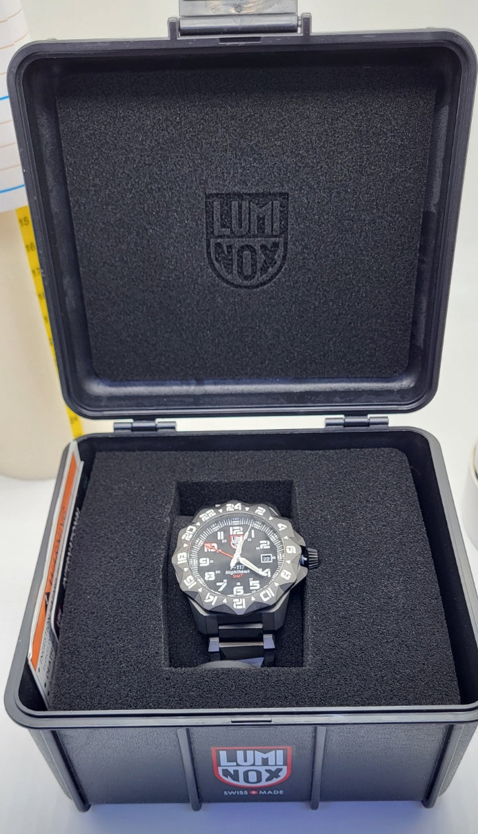 Luminox F-117 Nighthawk GMT Gunmetal Divers Quartz Men's Watch XA.6422
