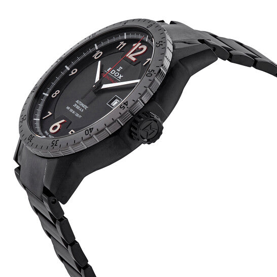 EDOX - Stainless Steel Black Dial Men's Automatic Watch - 80094 37GNM NR1