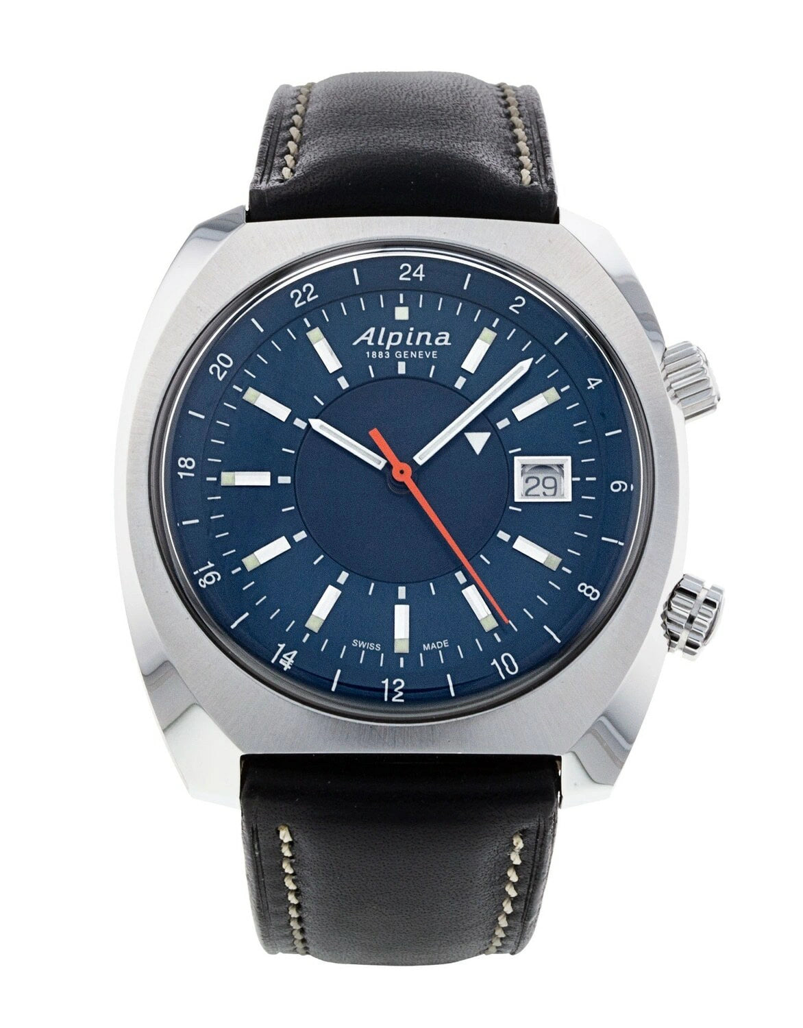 Alpina - Startimer Pilot Black Leather Men's Automatic Watch - AL-555N4H6