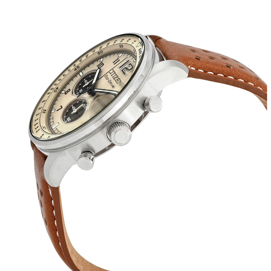 Citizen Eco-Drive Weekender, Chronograph Stainless Steel Leather Men's Quartz Watch - CA4500-08X