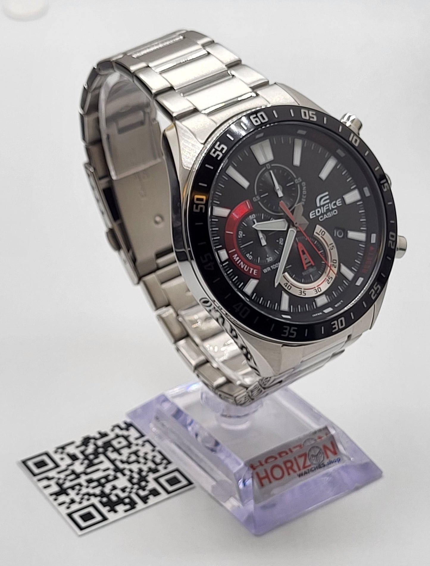 CASIO EDIFICE, Black Chronograph Stainless Men's Quartz Watch EFV-550D-1AV