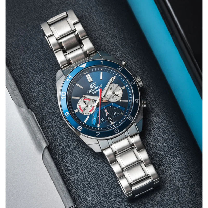 Casio Edifice Blue Stainless Chrono Men's Quartz Watch - EFV-590D-2AV