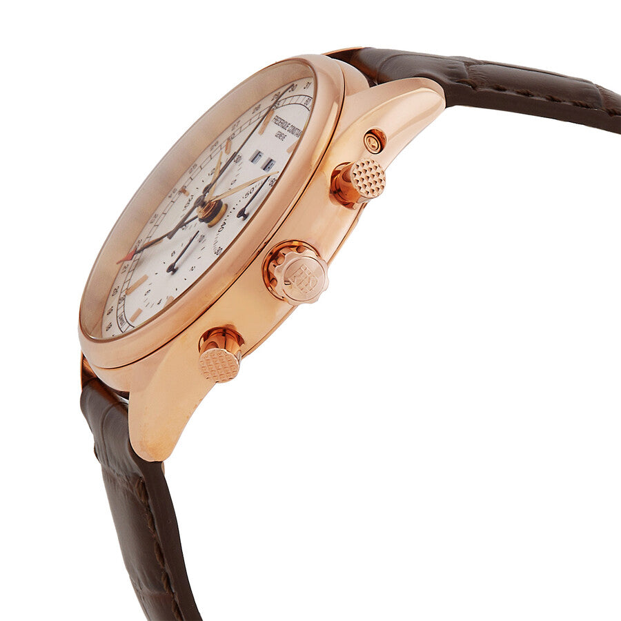 Frederique Constant: Stainless Rose-Gold Leather Chrono Triple Calendar - FC-296SW5B4