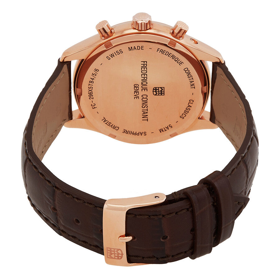 Frederique Constant: Stainless Rose-Gold Leather Chrono Triple Calendar - FC-296SW5B4
