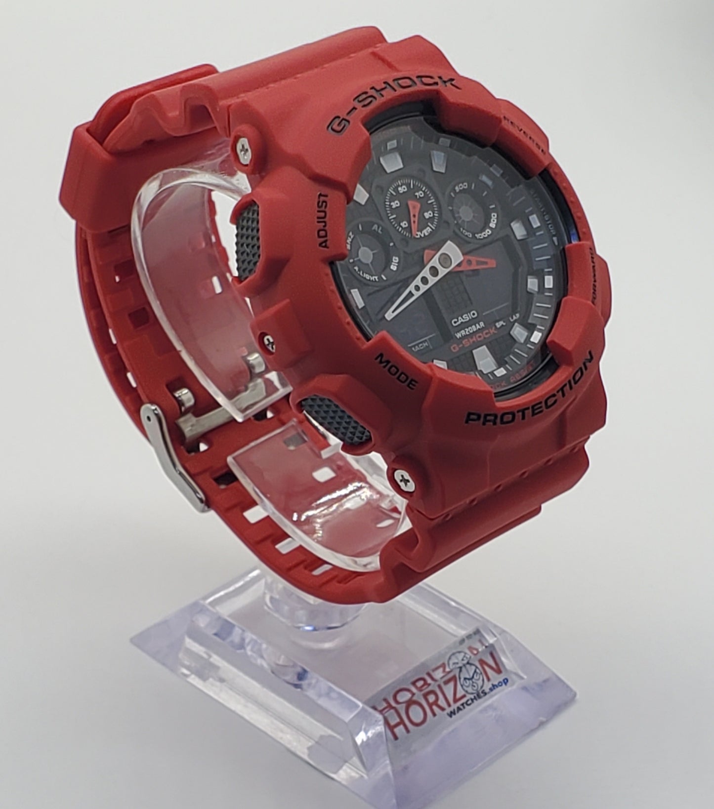 G-Shock Ana-Digital Red Resin Casio Black Dial Men's Watch GA-100B-4ADR
