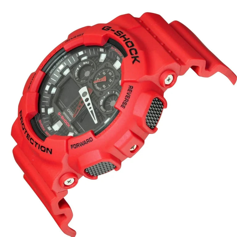 G-Shock Ana-Digital Red Resin Casio Black Dial Men's Watch GA-100B-4ADR