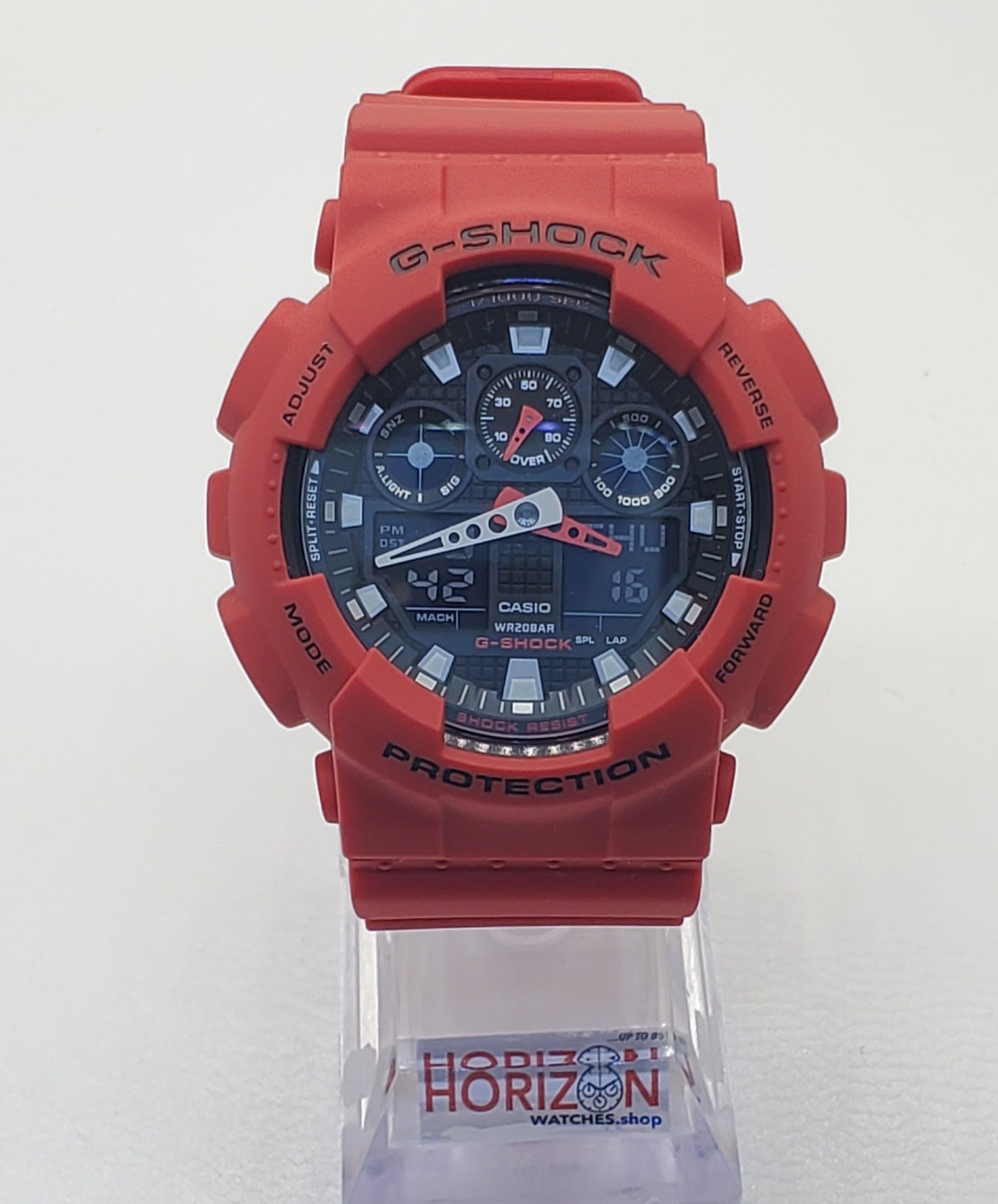 G-Shock Ana-Digital Red Resin Casio Black Dial Men's Watch GA-100B-4ADR