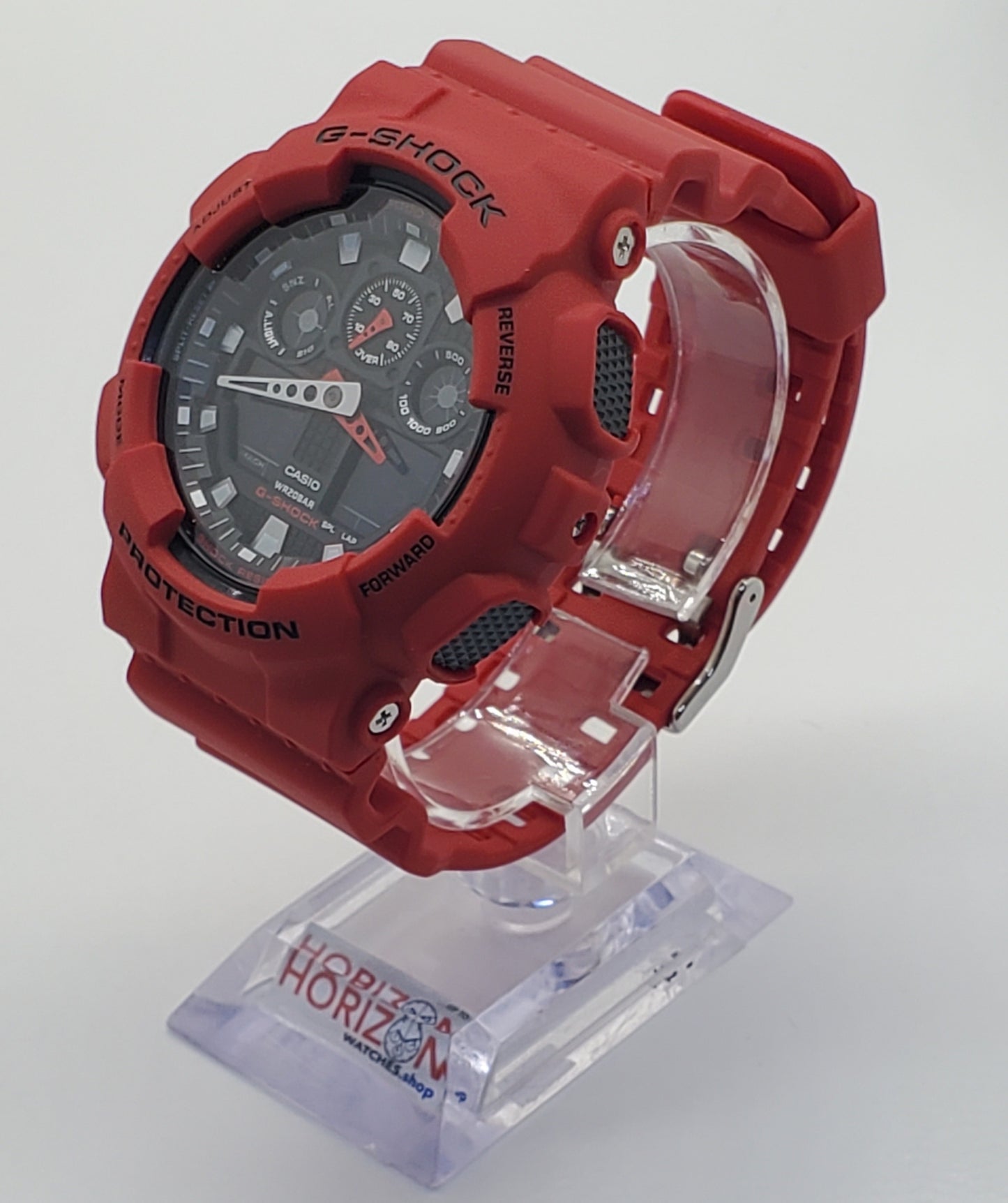 G-Shock Ana-Digital Red Resin Casio Black Dial Men's Watch GA-100B-4ADR