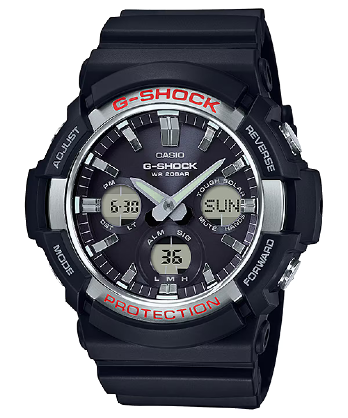 Casio - G-Shock 54mm Black Resin Case Resin Band Men's Wristwatch GAS100-1A