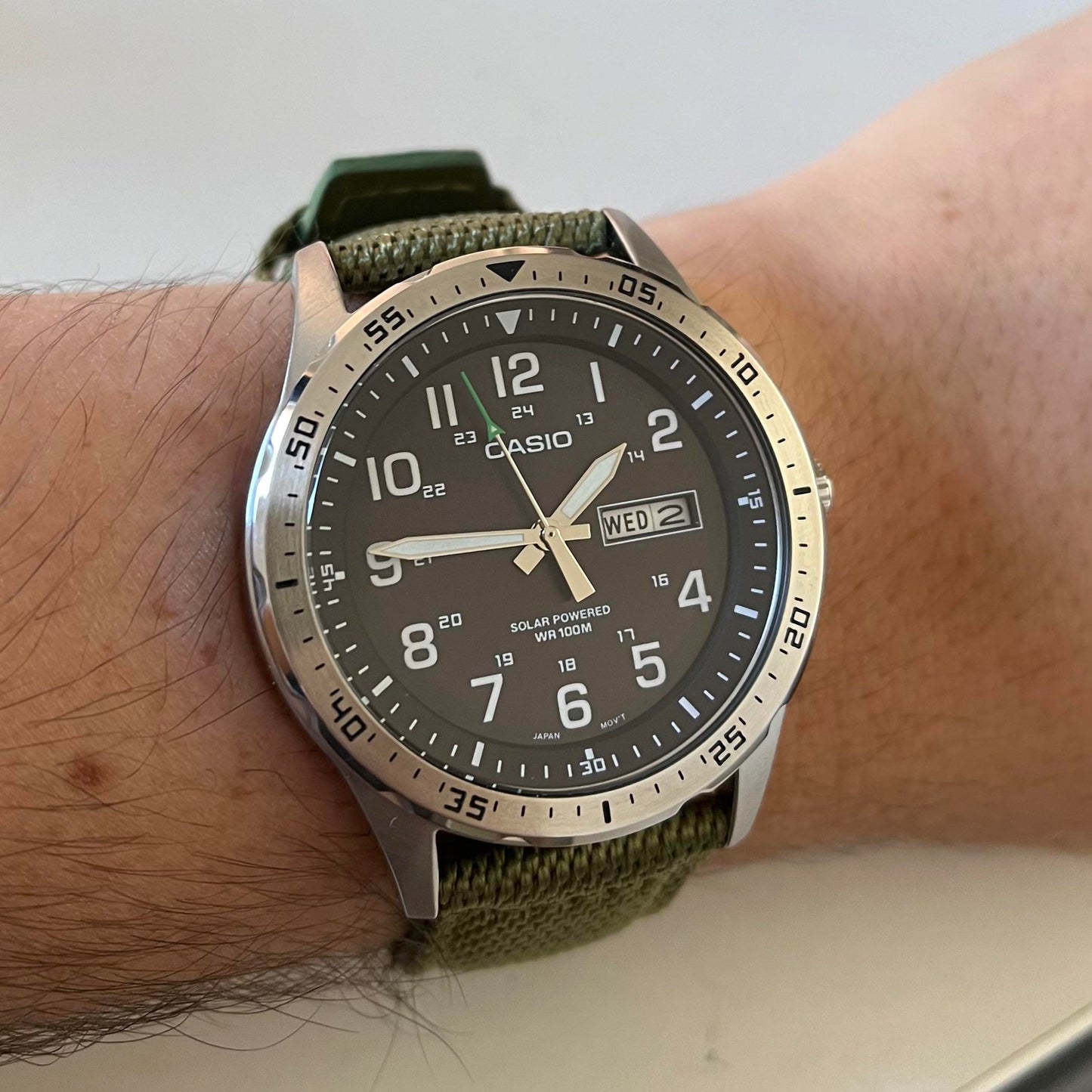 Casio - Classic Green Canvas Men's Solar Quartz Watch - MTPS120L-3AV