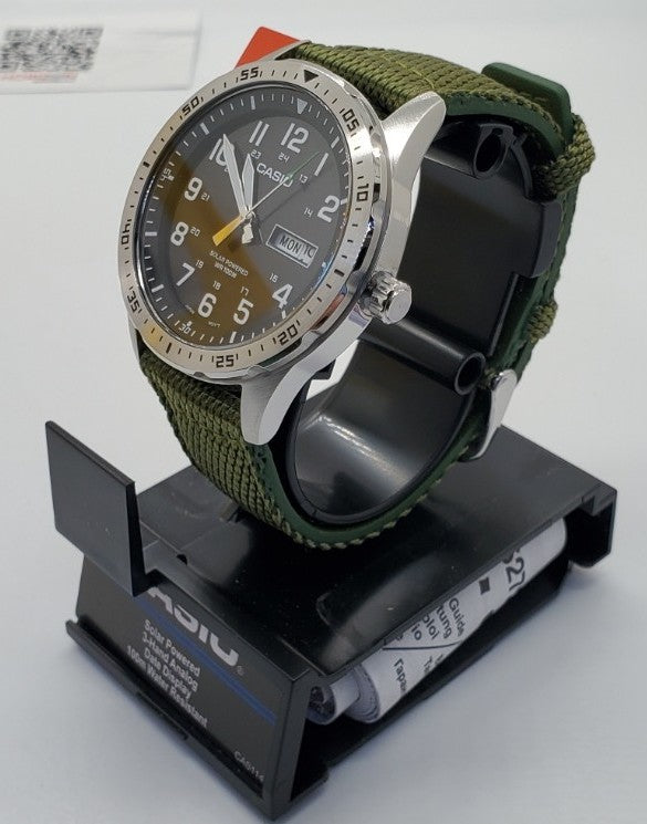 Casio - Classic Green Canvas Men's Solar Quartz Watch - MTPS120L-3AV