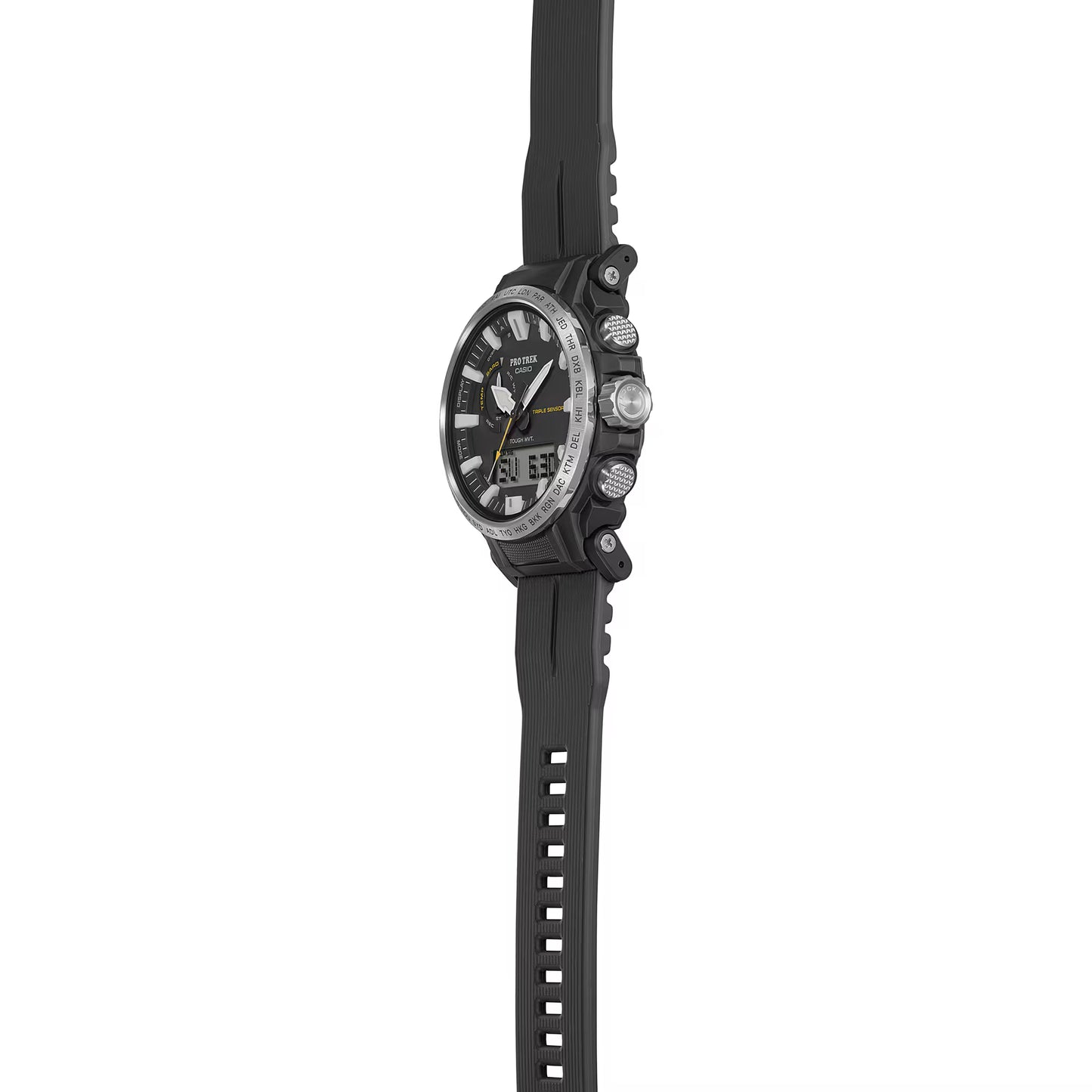 Casio - PROTREK, 51.5mm Black Stainless Black Silicone Band Digital PRW61-1ACR