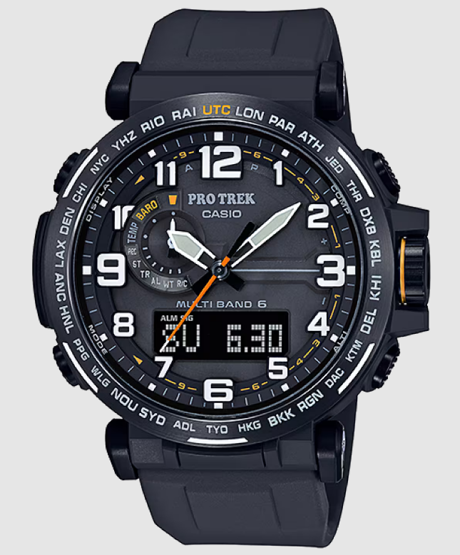 Casio - PROTREK, 51.5mm Black Stainless Steel Case Black Silicone Band Digital Quartz - PRW6600Y-1A9 (USED)