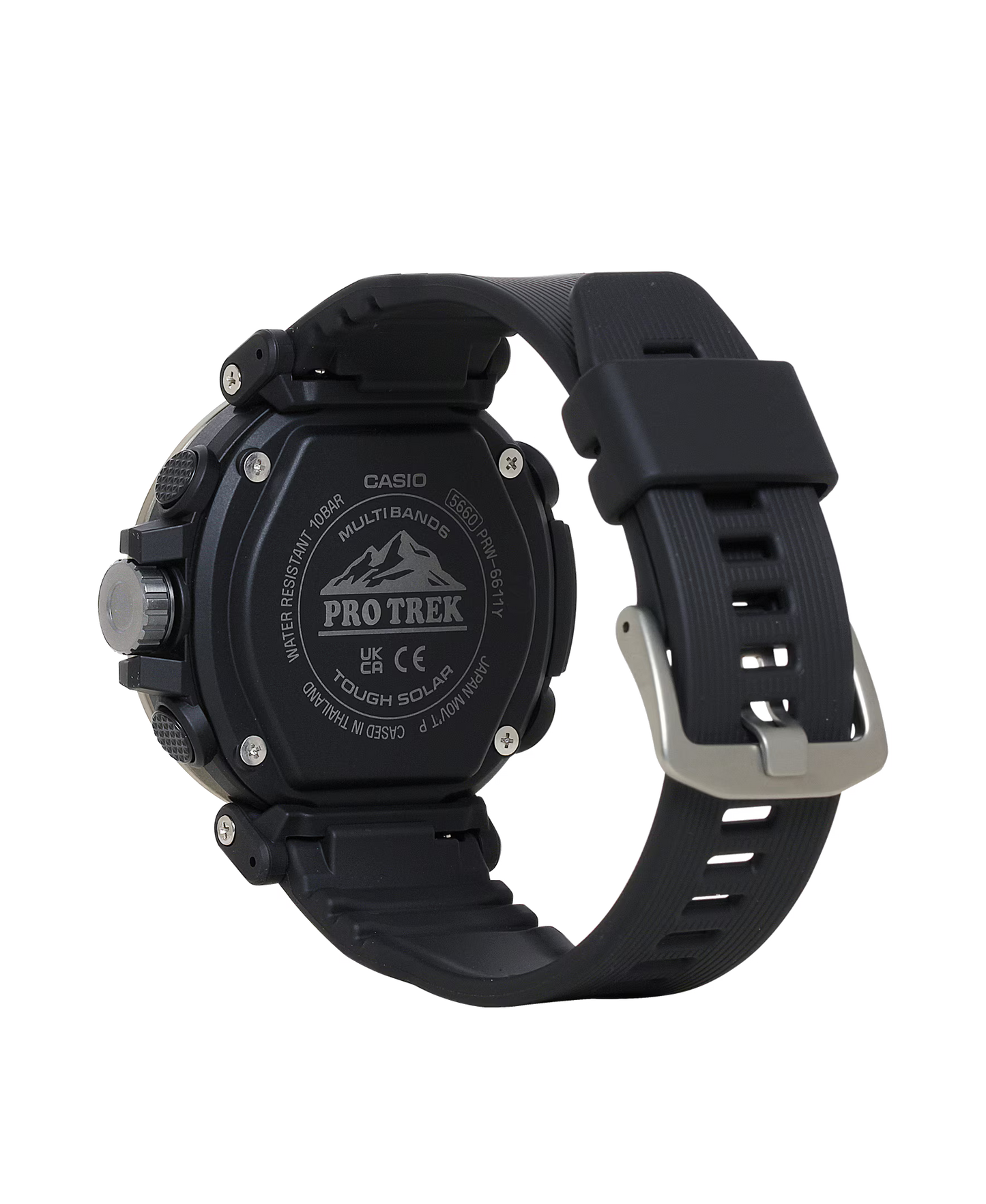 Casio - PROTREK, 51.5mm Black Stainless Black Silicone Band Digital PRW6611Y-1