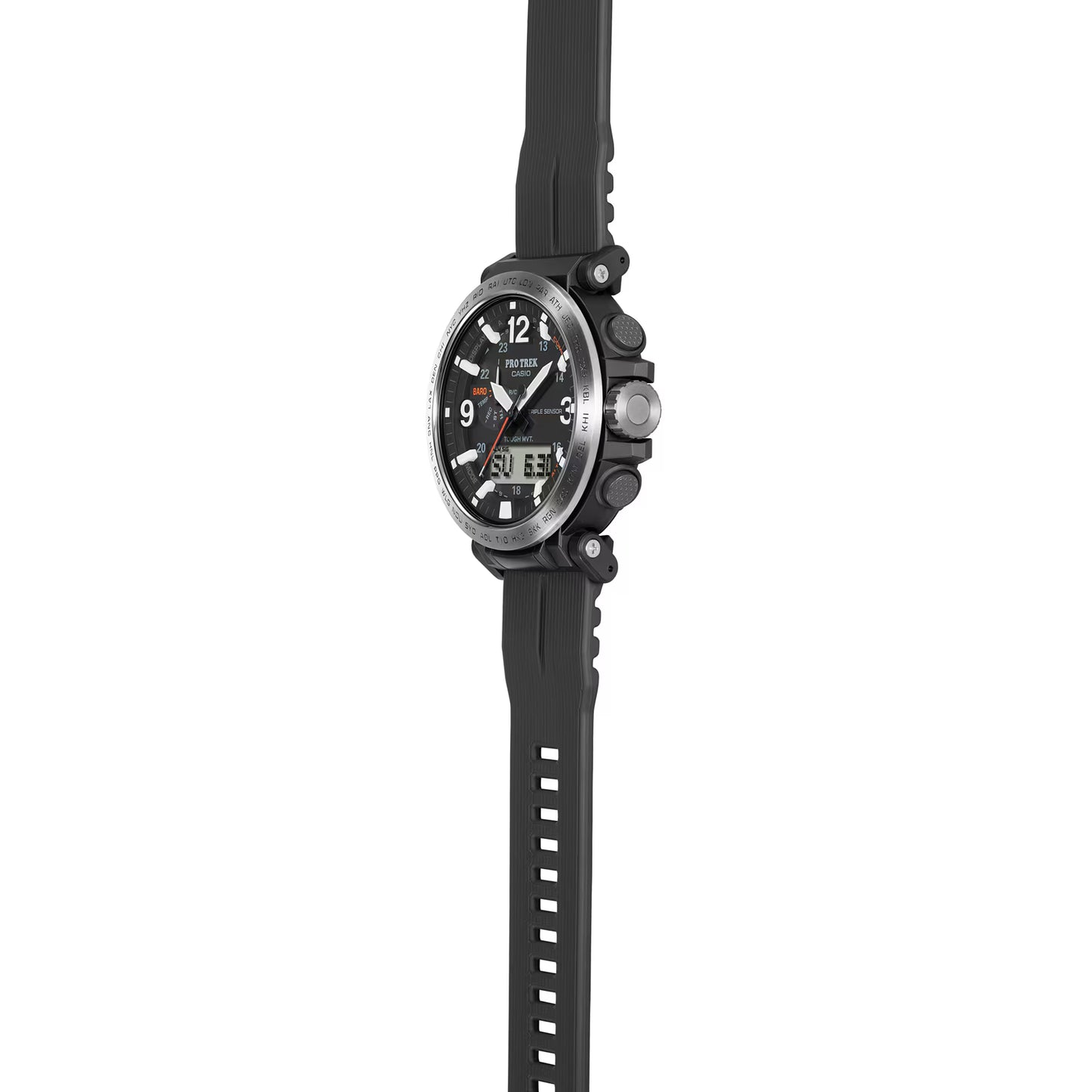 Casio - PROTREK, 51.5mm Black Stainless Black Silicone Band Digital PRW6611Y-1