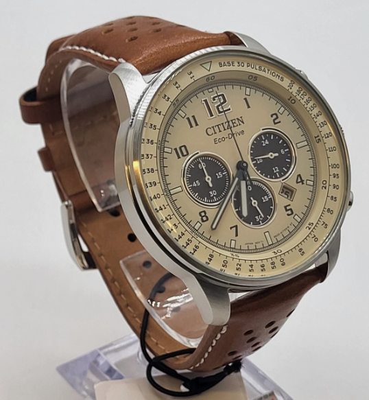 Citizen Eco-Drive Weekender, Chronograph Stainless Steel Leather Men's Quartz Watch - CA4500-08X (USED)