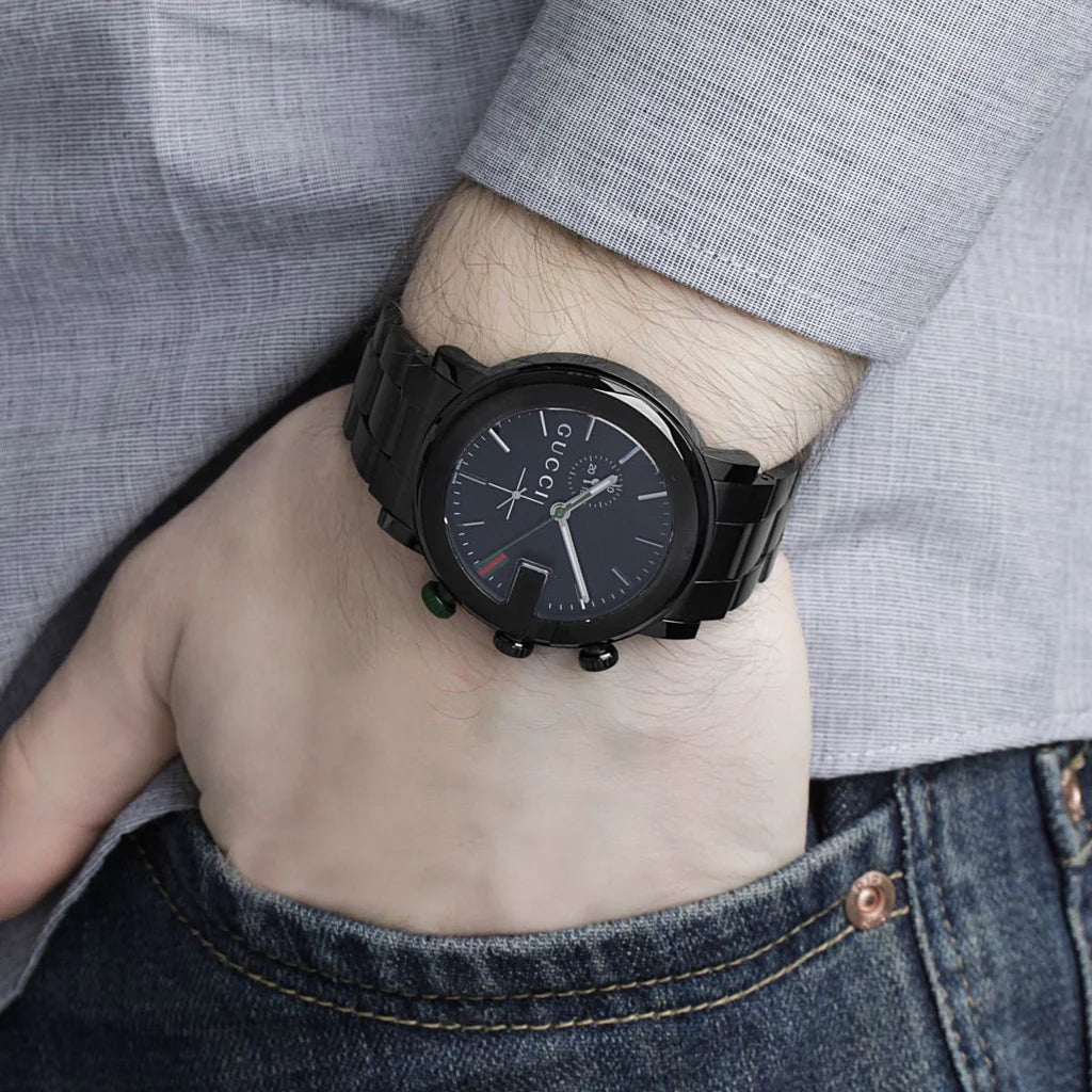Gucci G-Chrono Black Stainless Steel Men's Quartz Watch YA101331(USED)