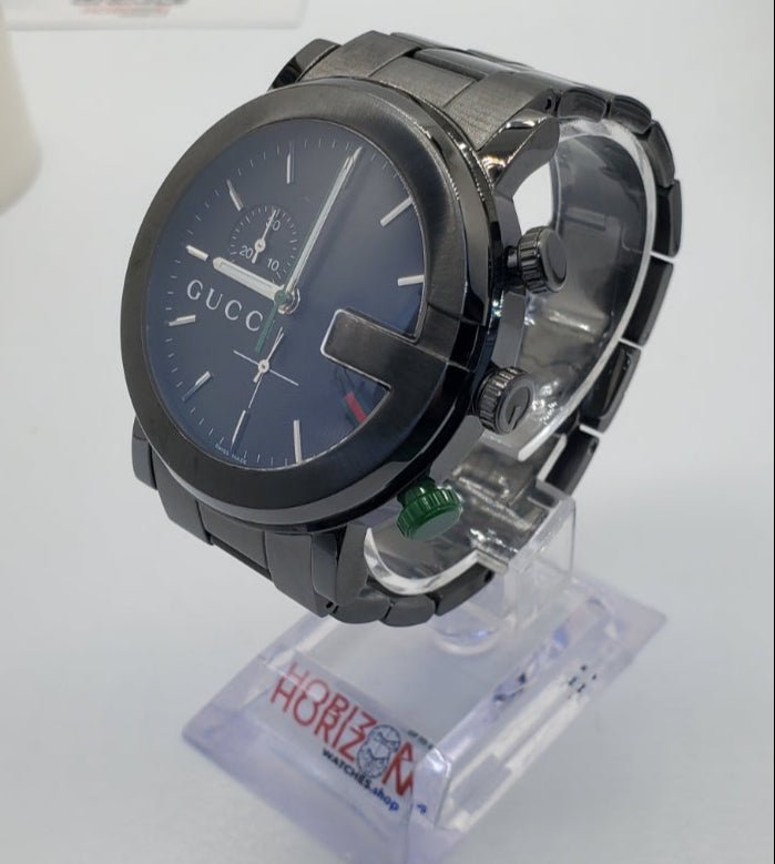 Gucci G-Chrono Black Stainless Steel Men's Quartz Watch YA101331(USED)