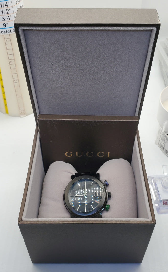 Gucci G-Chrono Black Stainless Steel Men's Quartz Watch YA101331(USED)