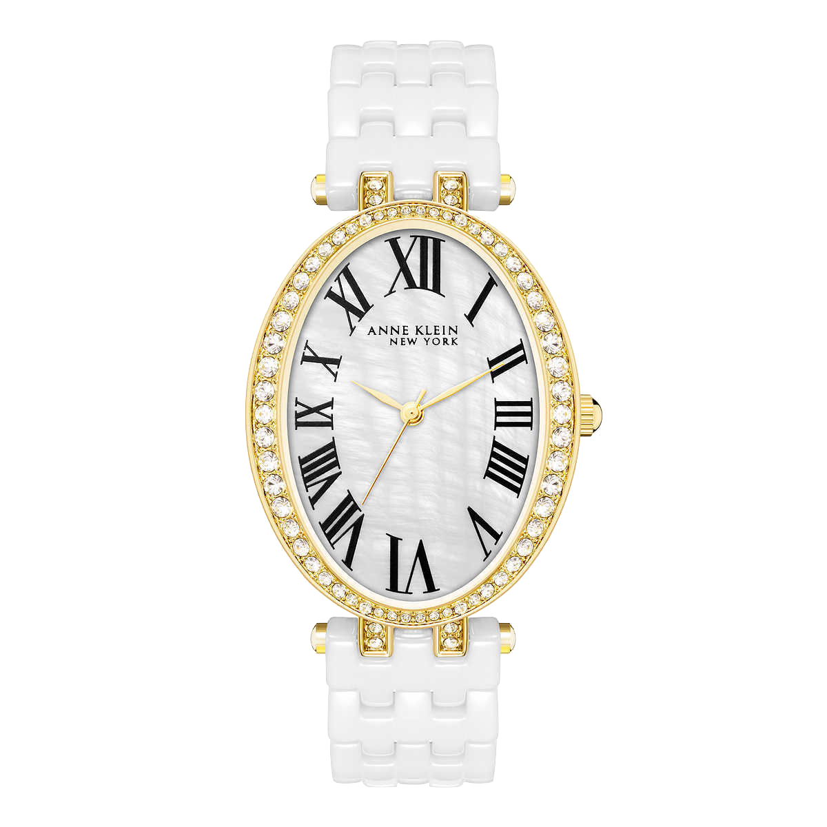 Anne Klein New York Gold-Tone White Ceramic Women's Watch 12/2350GPWT