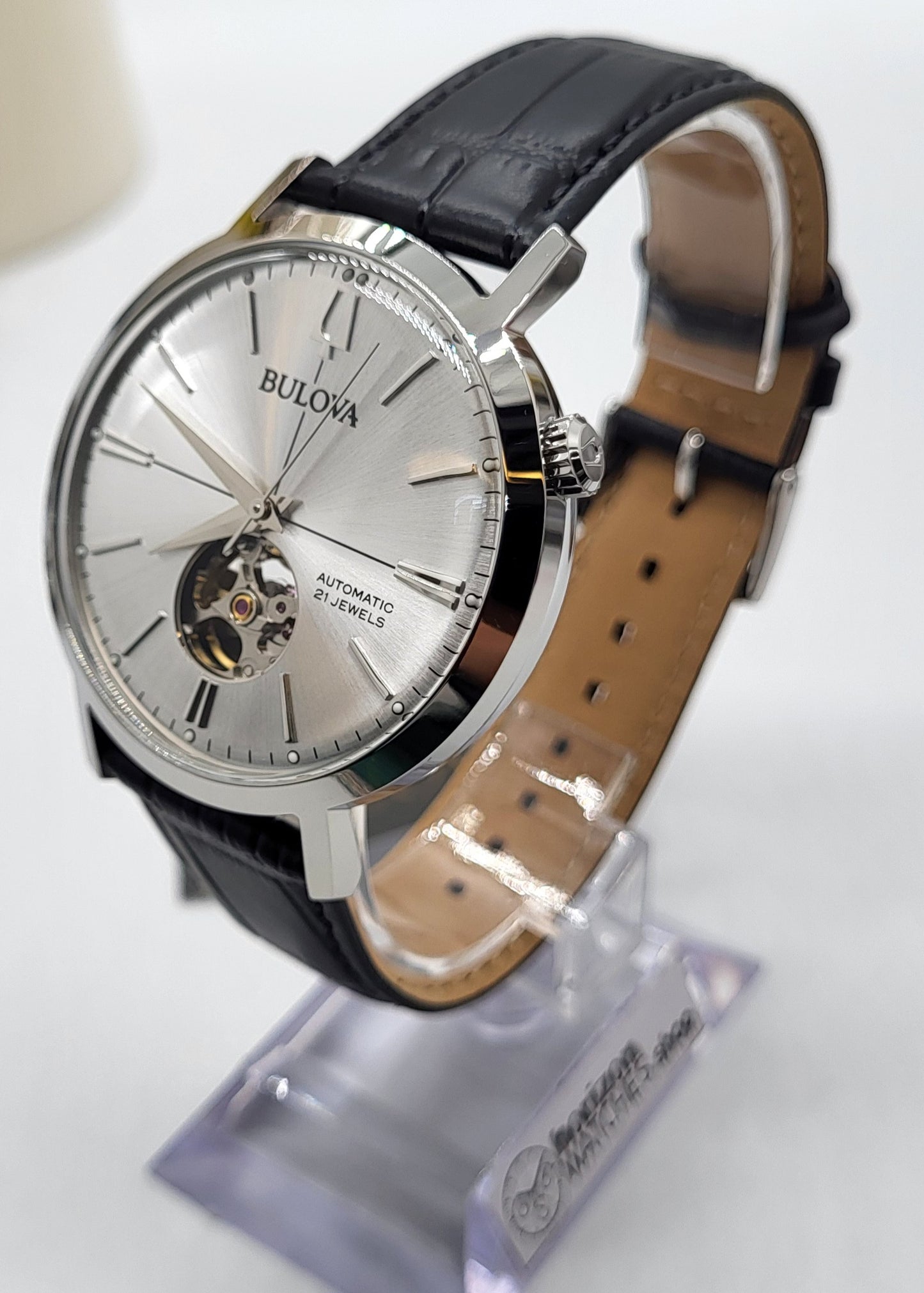 Bulova - Aerojet, Stainless Steel Black Leather Automatic Men's Watch - 96A315