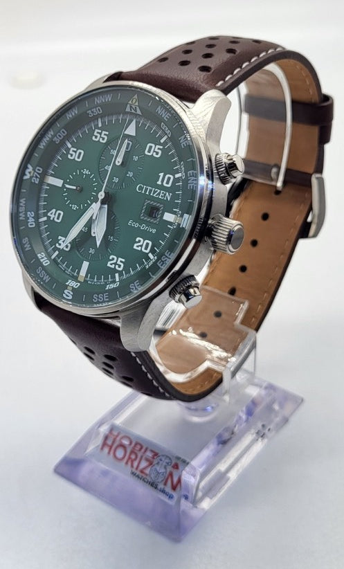 Citizen Eco-Drive 44mm Stainless Brown Leather Strap Men's Watch CA0699-08X