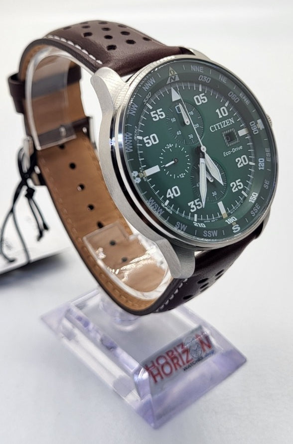 Citizen Eco-Drive 44mm Stainless Brown Leather Strap Men's Watch CA0699-08X