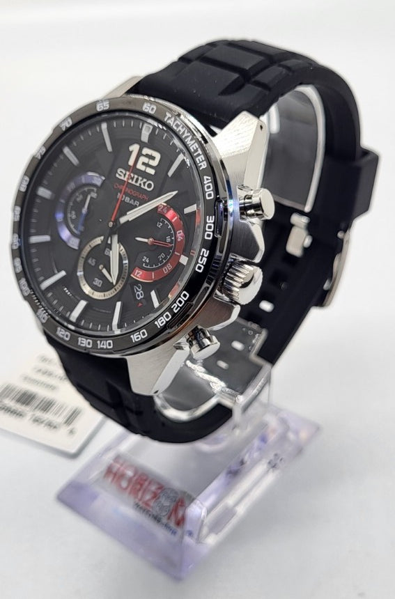Seiko - Black Chronograph Men's Quartz Watch - SSB347