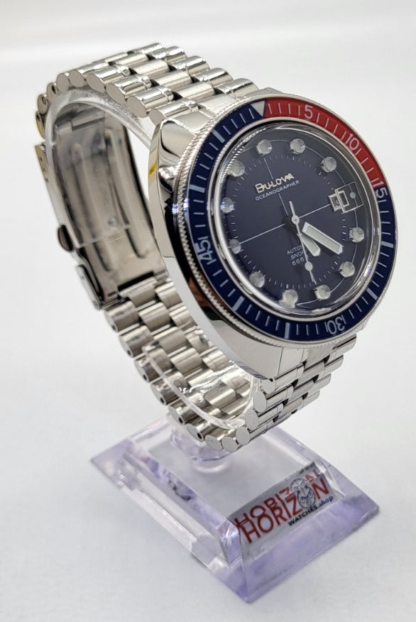 Bulova - Oceanographer, Stainless Steel Blue Bezel Men's Automatic 96B477