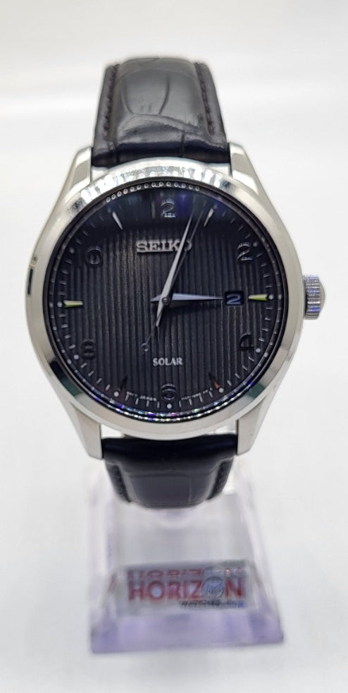 Seiko - Solar Classic Black Leather Men's Quartz Watch - SNE495