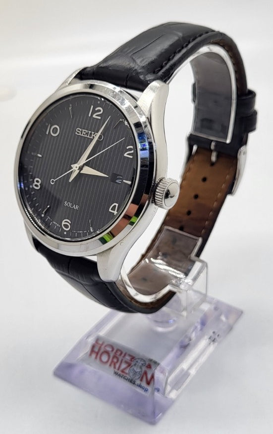 Seiko - Solar Classic Black Leather Men's Quartz Watch - SNE495