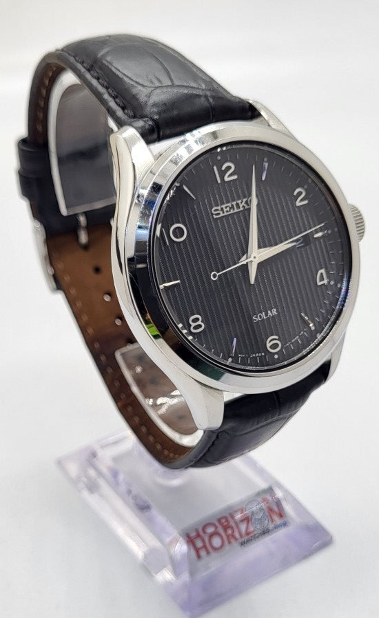 Seiko - Solar Classic Black Leather Men's Quartz Watch - SNE495