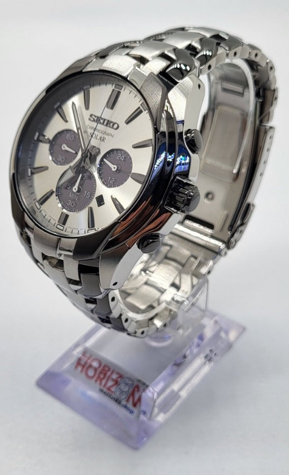 Seiko Two-Tone Solar Silver Chrono Men's Quartz Watch - SSC635