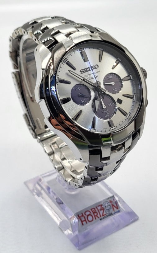 Seiko Two-Tone Solar Silver Chrono Men's Quartz Watch - SSC635