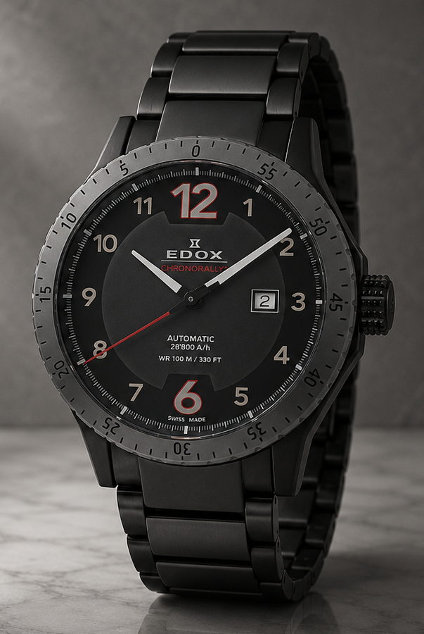 EDOX - Stainless Steel Black Dial Men's Automatic Watch - 80094 37GNM NR1