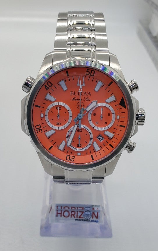 Bulova - Marine Star Orange Dial Chronograph Men's Quartz Watch 96B395