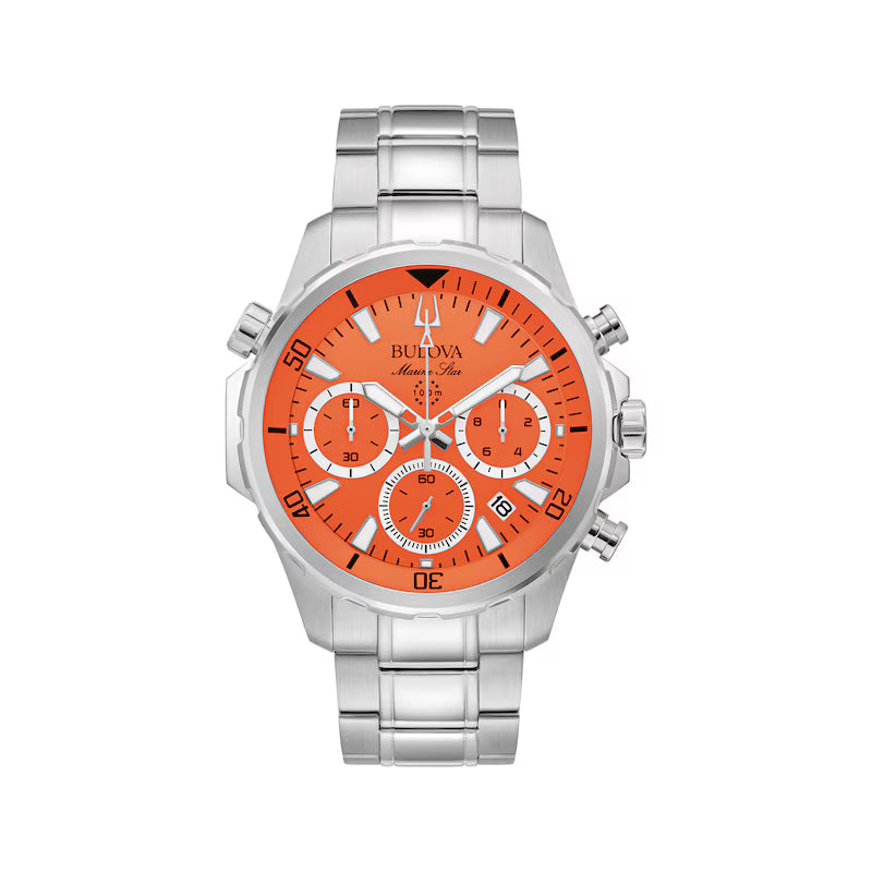 Bulova - Marine Star Orange Dial Chronograph Men's Quartz Watch 96B395