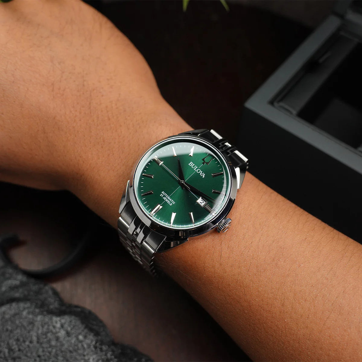 Bulova - Sutton, Green Dial Stainless Men's Quartz Watch 96B424