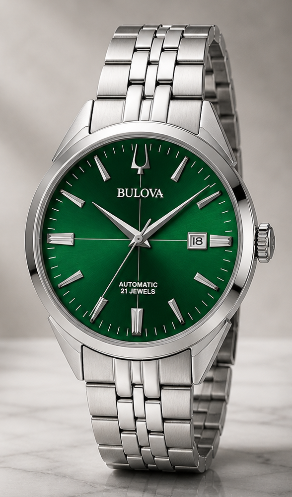 Bulova - Sutton, Green Dial Stainless Men's Quartz Watch 96B424