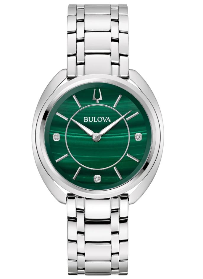 Bulova - Classic Diamond Malachite Stainless Steel Women's Quartz Watch - 96P256