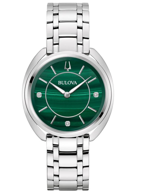 Bulova - Classic Diamond Malachite Stainless Steel Women's Quartz Watch - 96P256