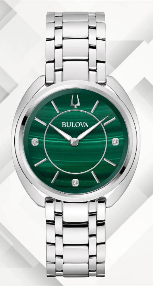 Bulova - Classic Diamond Malachite Stainless Steel Women's Quartz Watch - 96P256